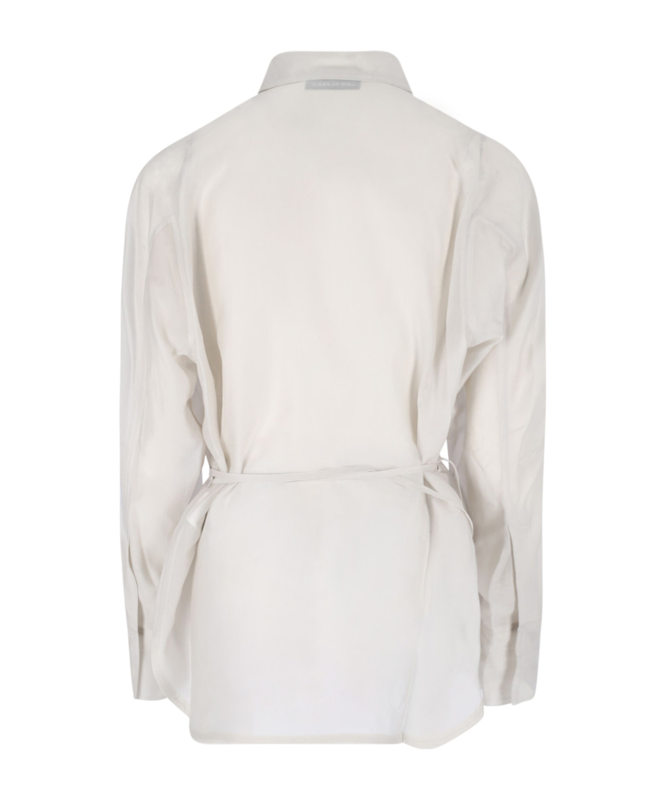 Low Classic White Shirt With Classic Collar And Rear Strap In Tech Fabric Woman