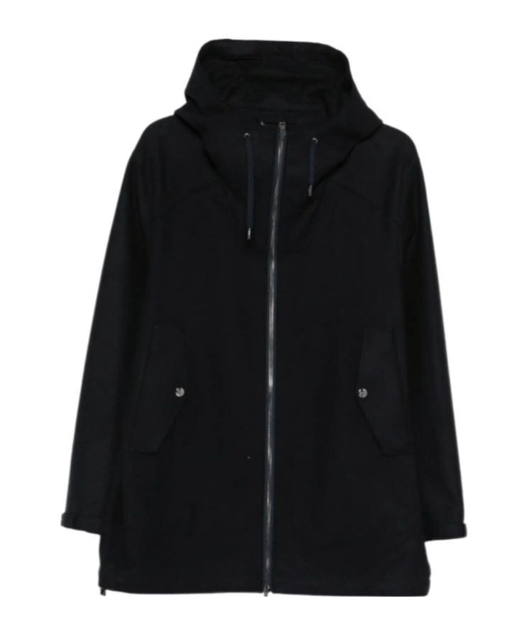 Herno Hooded Zip-front Coat In Black