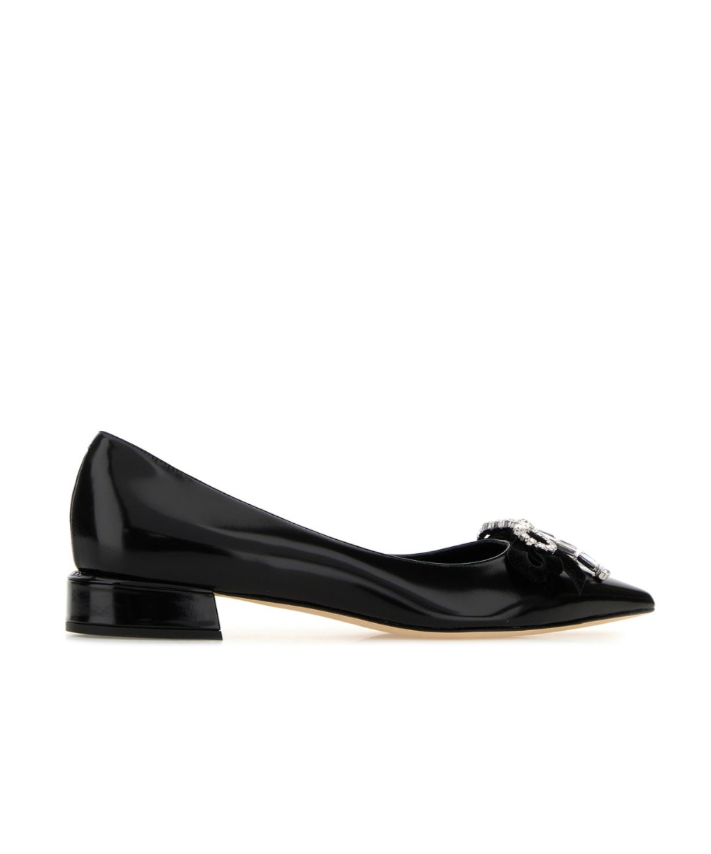 Jimmy Choo Auria Bow-detail Leather Ballet Flats In Black