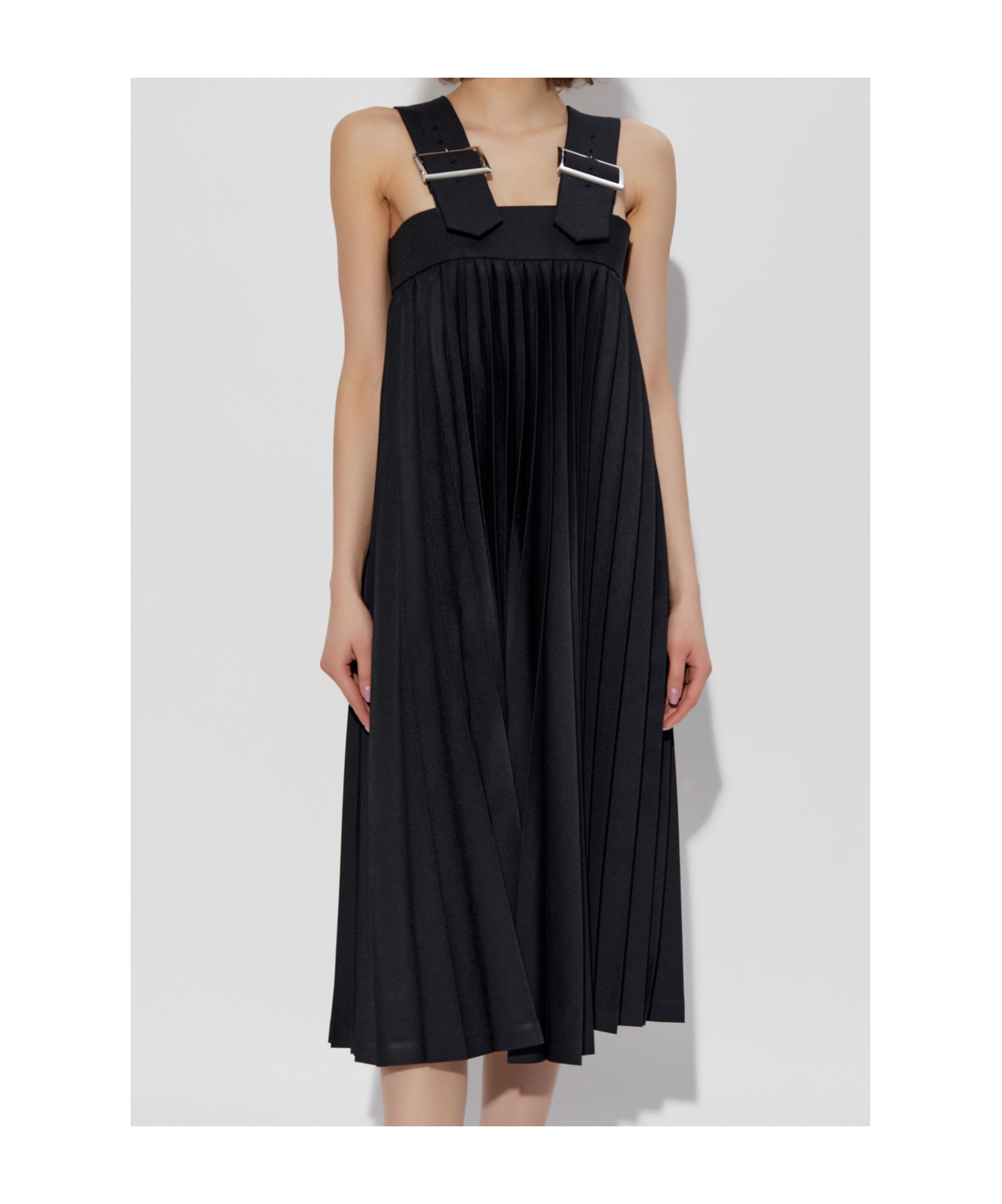 Shop Comme Des Garçons Pleated Dress In Black