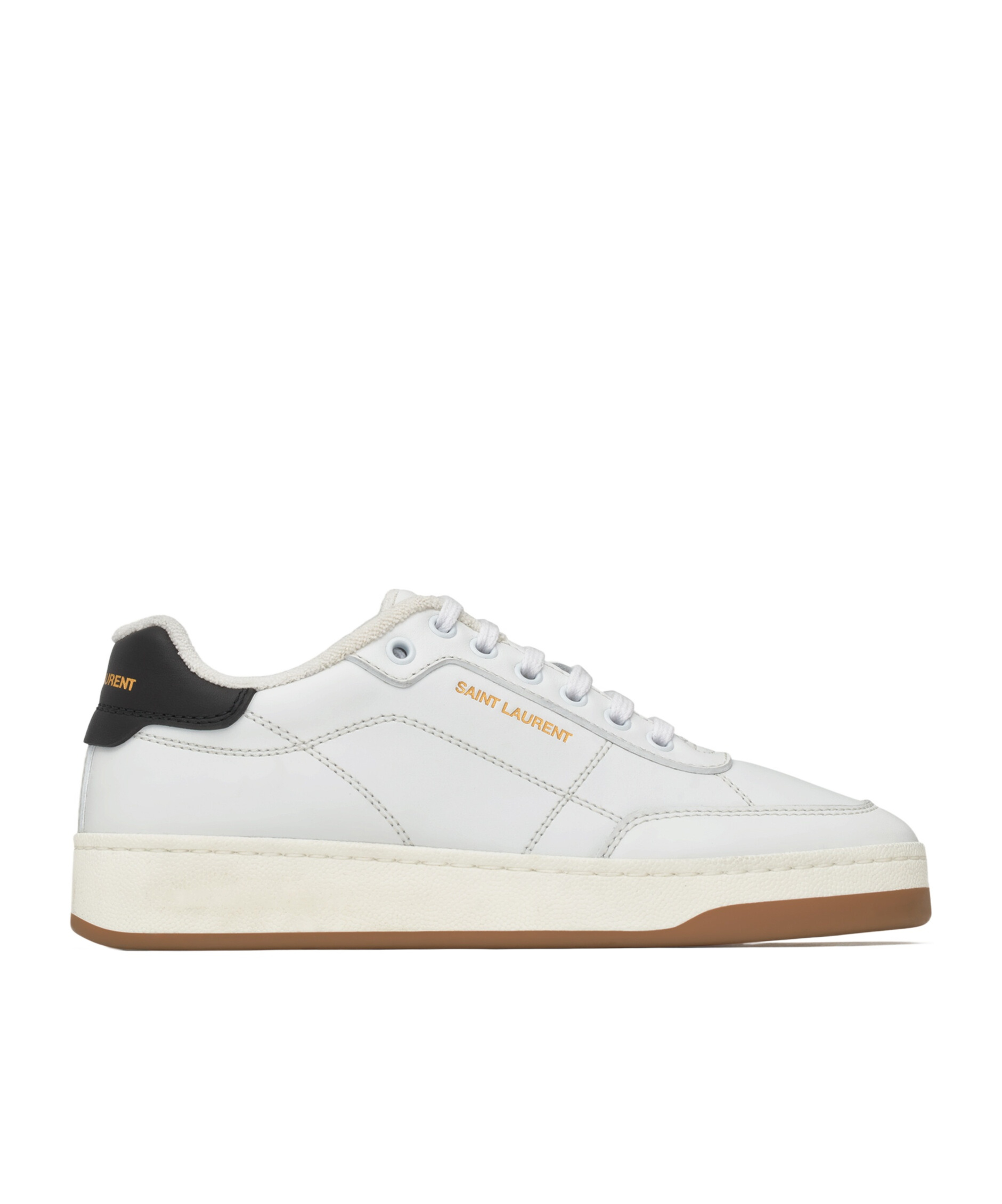 Shop Saint Laurent Sl/61 Sneakers In Smooth Leather In White