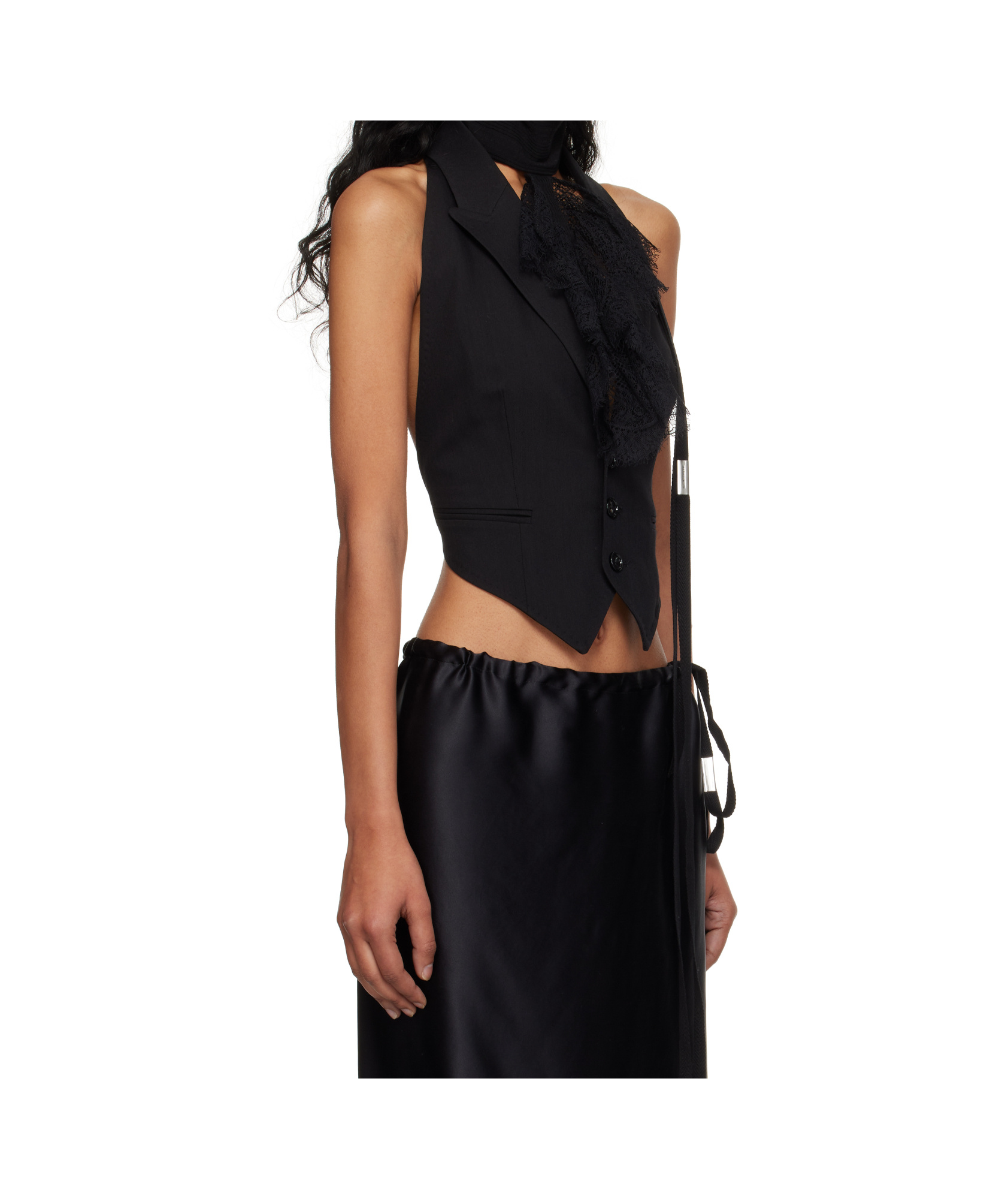 Ann Demeulemeester Black Zipora Peak Lapel Backless Waistcoat Vest In Black
