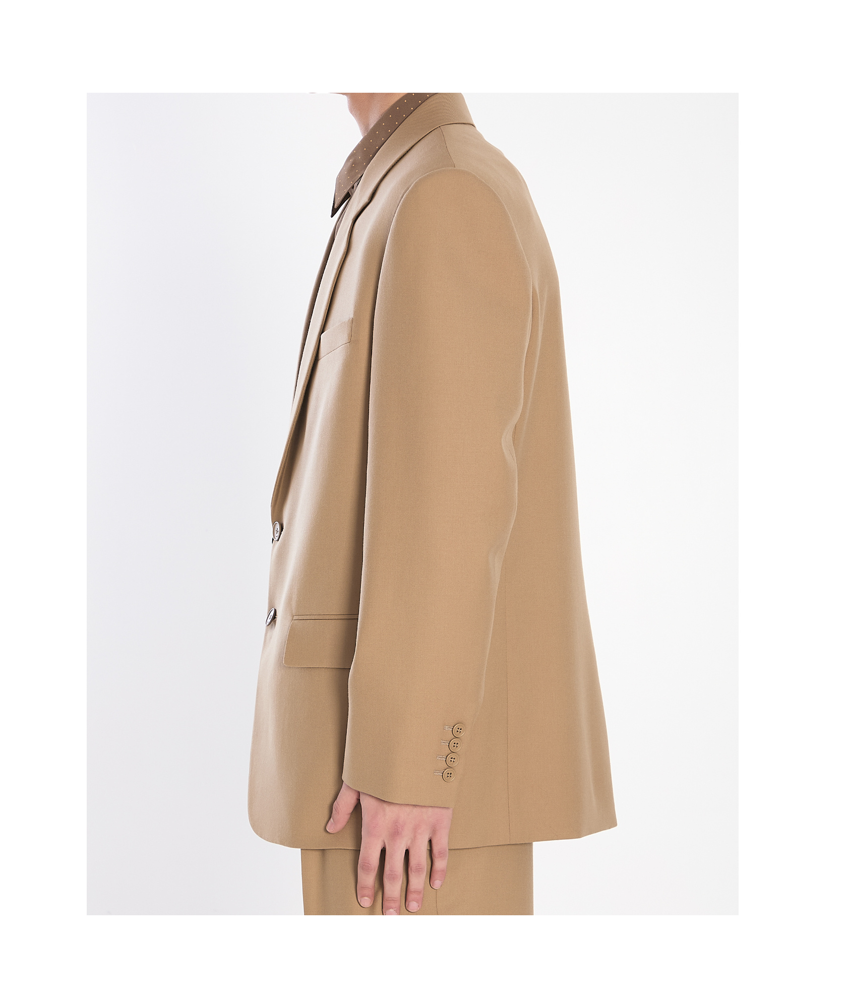 Saint Laurent Paris Men Wool Gabardine Single-breasted Jacket In Nude