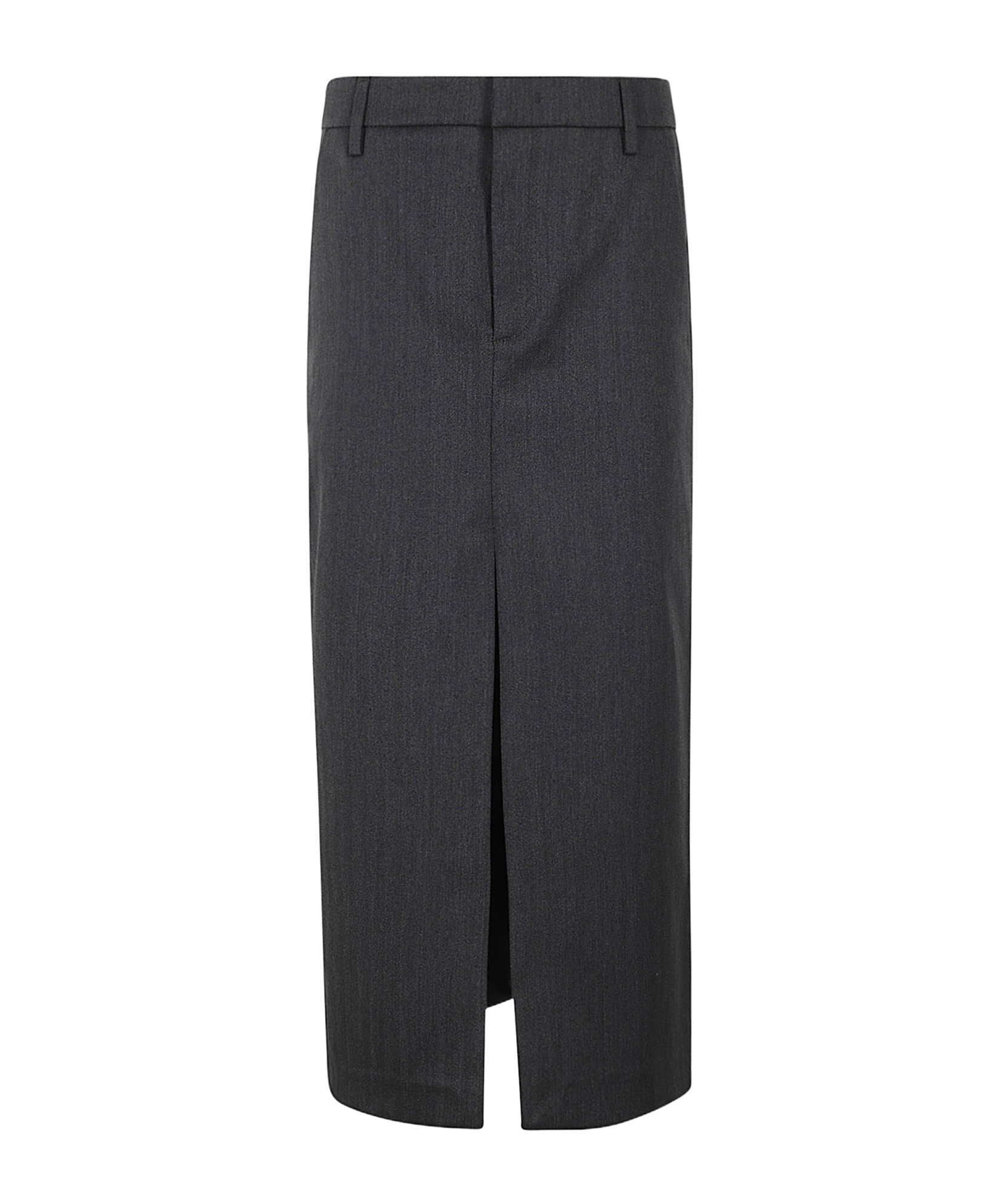 Dondup Anthracite Herringbone Skirt In Black