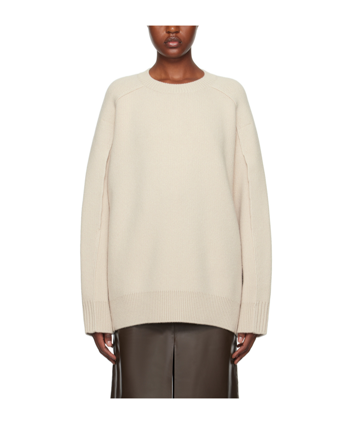 Shop Lanvin Cape-back V Irgin-wool Blend Jumper In Nude