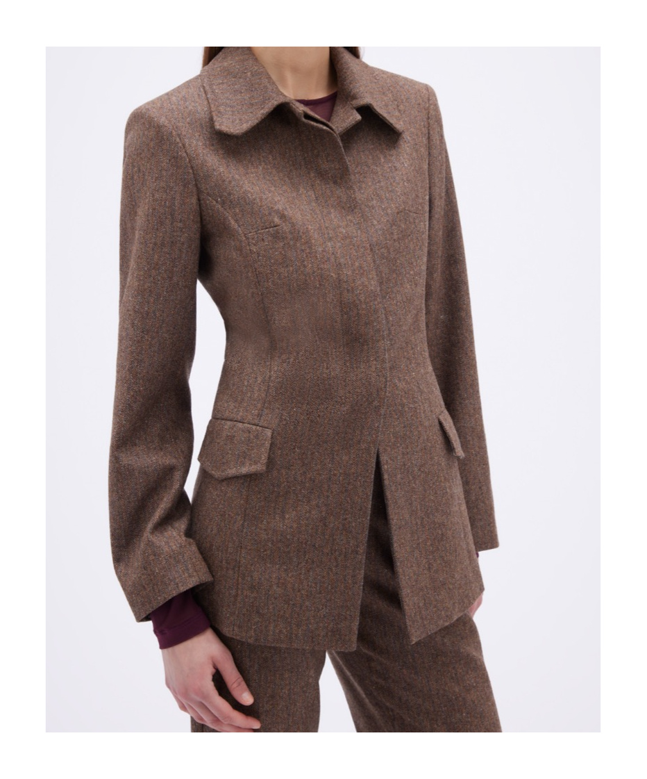 Remain Birger Christensen Herringbone Wool Suit Coat In Green