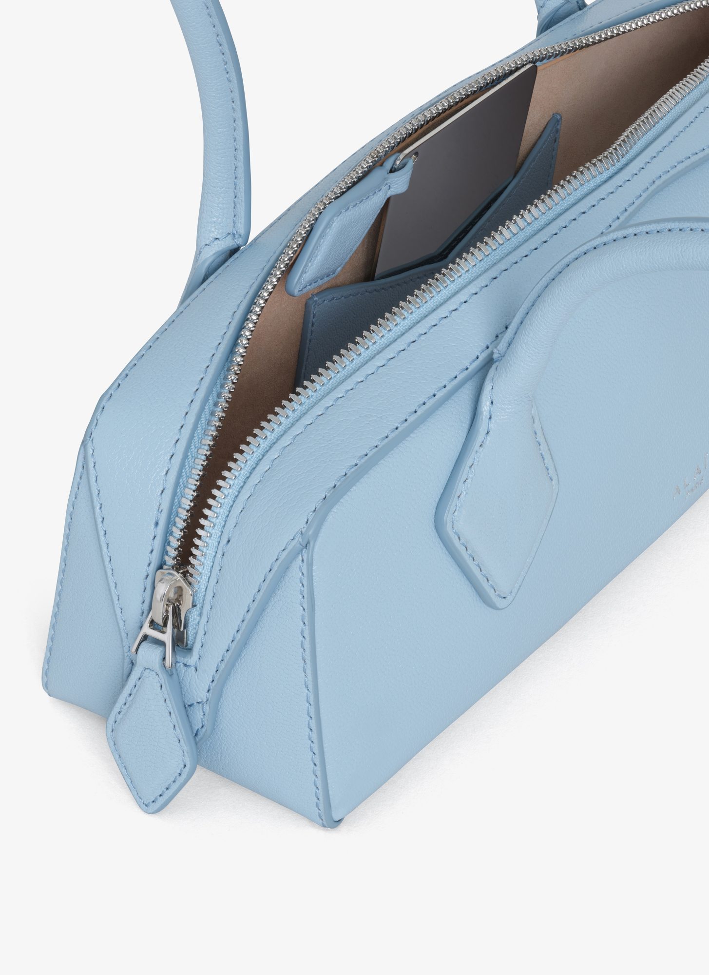 Alaïa Le Teckel Small Leather Shoulder Bag In Blue