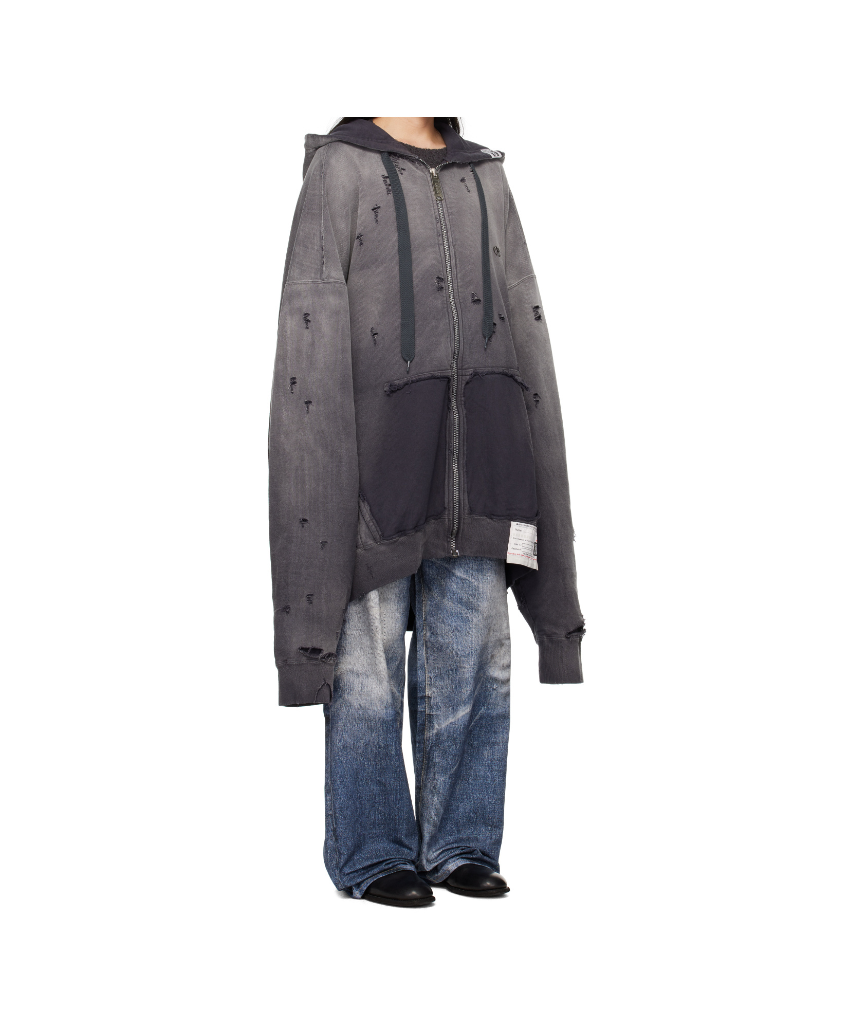 Miharayasuhiro Distressed-effect Hoodie In Black