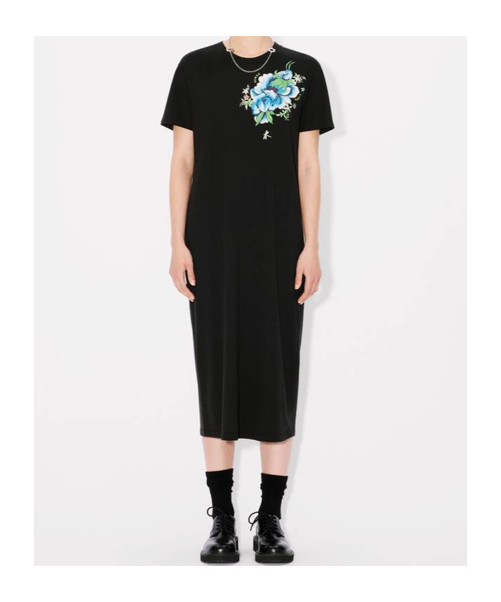 Kenzo Peonies Maxi Dress In Black