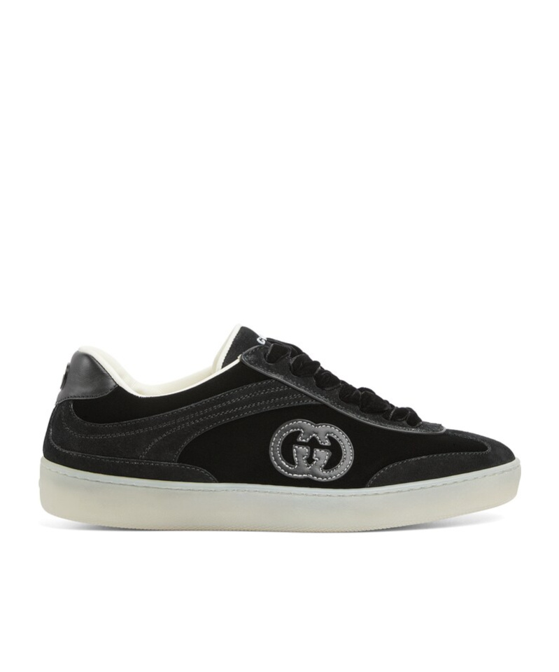 Gucci Black Velvet Sneakers In Black
