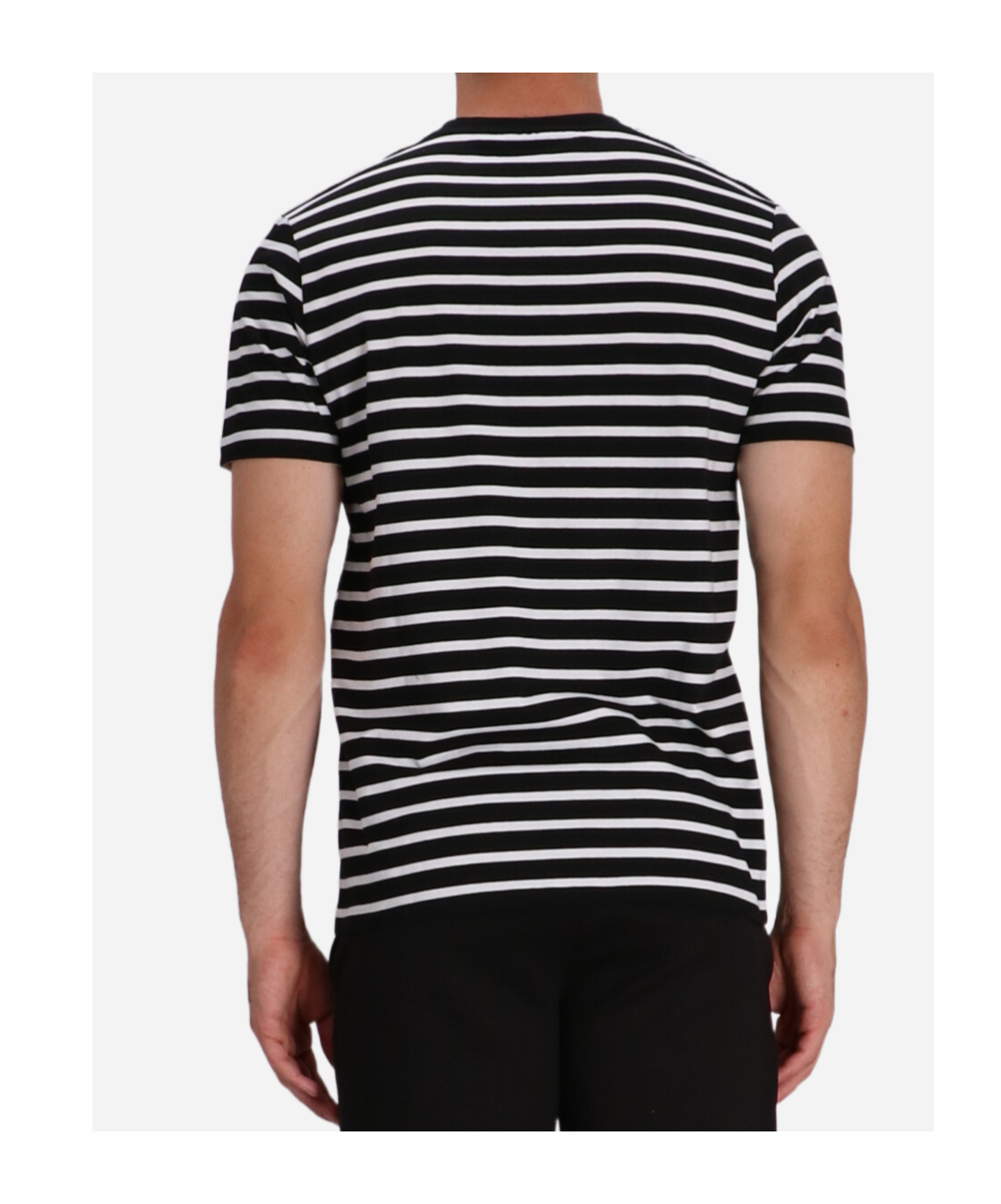 Karl Lagerfeld Striped Embroidered T-shirt In Black