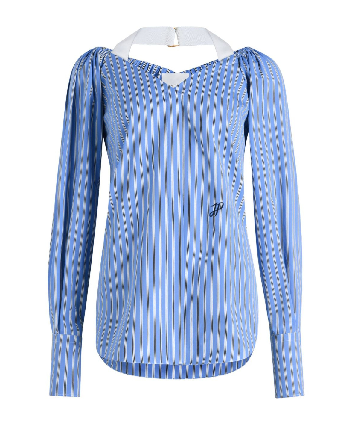 Shop Patou Poplin Wrap Blouse In Blue