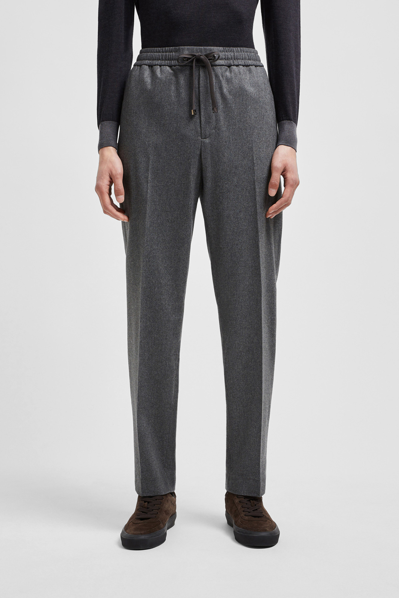 Moncler Joggers In Nylon And Cashmere Trousers Grey In Gray