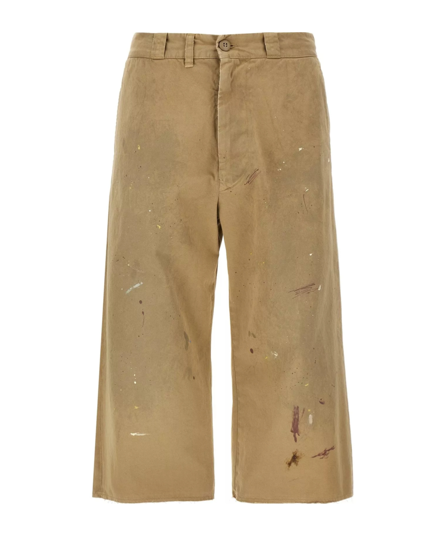 Mm6 Maison Margiela Belt Loops Paint Splatter Design Shorts In Sand Beige