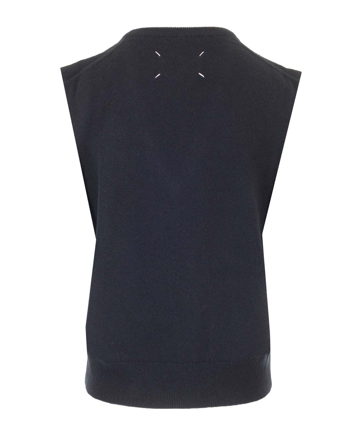 Maison Margiela V-neck Knitted Vest In Blue