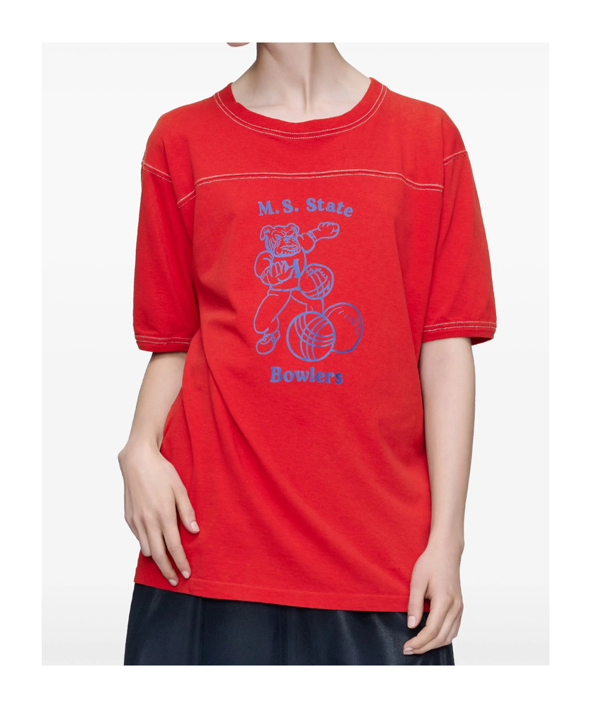 Maison Margiela Graphic-print Crew-neck T-shirt In Red