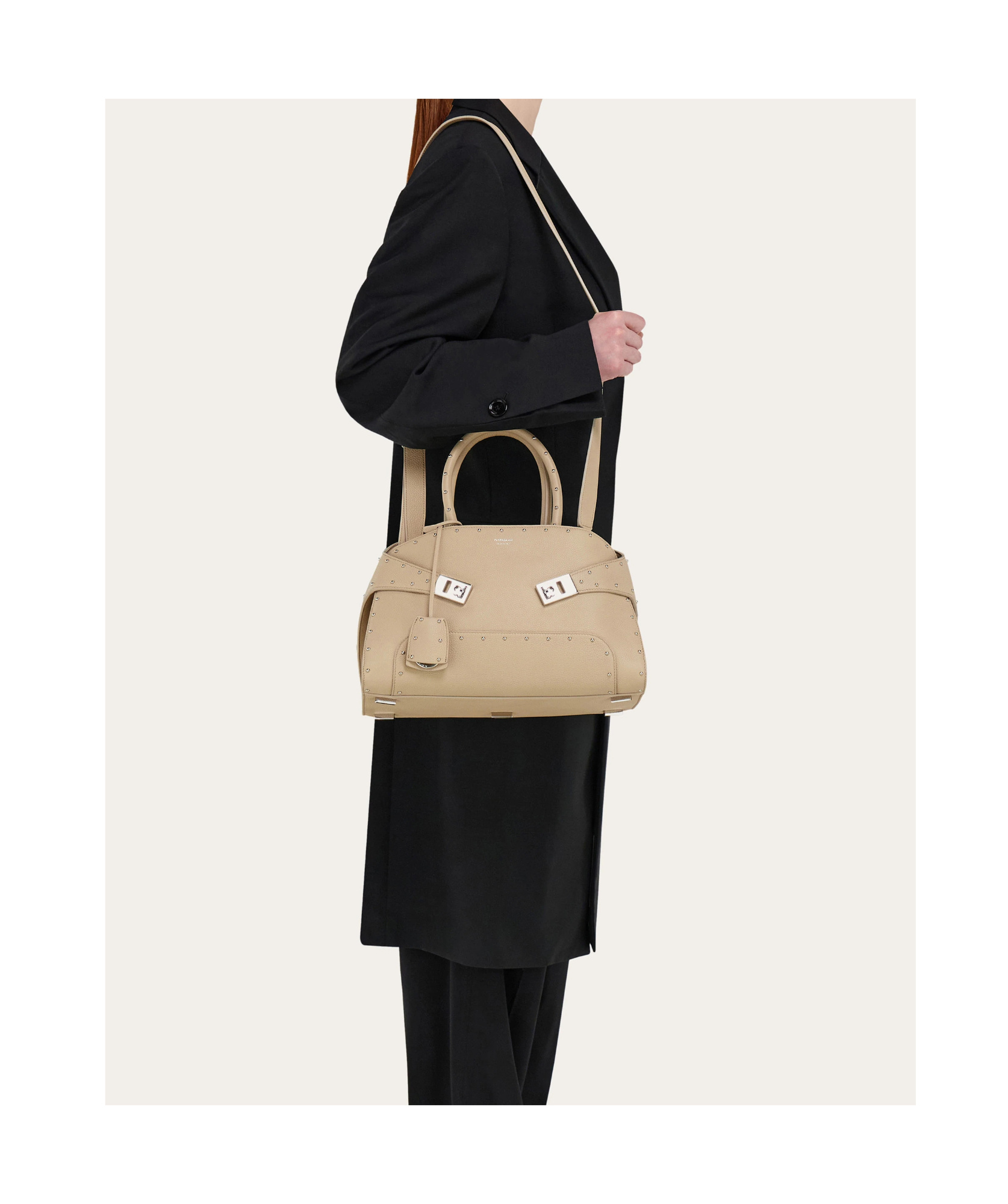 Ferragamo Large Hug Tote With Spike Embellished