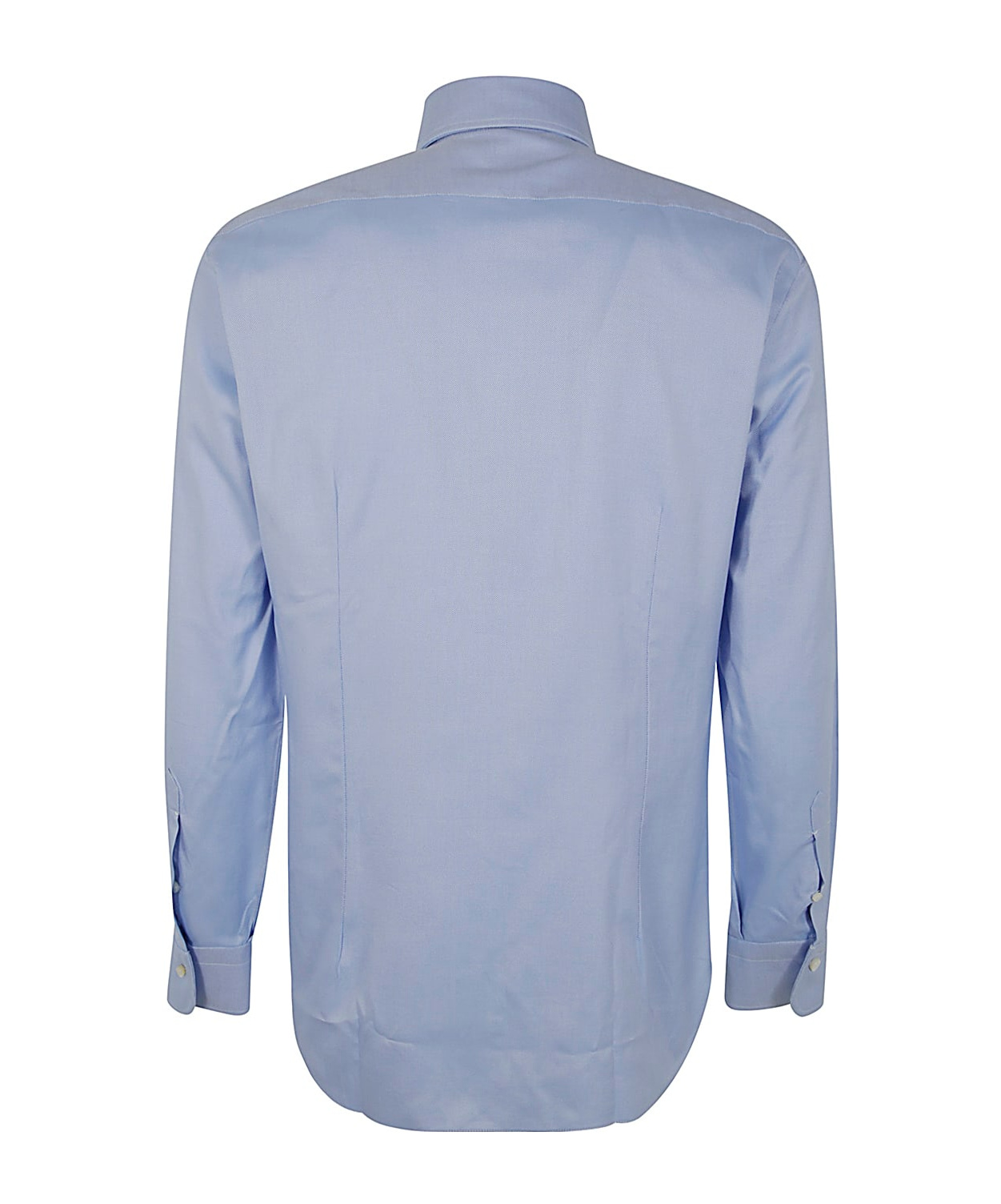 Barba Napoli Collared Shirt With Buttons And Curved Hem In Gray