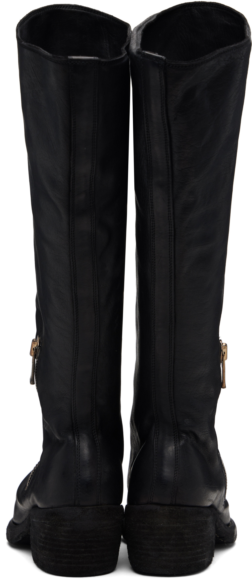 Guidi Black Soft Horse Black Side Zip Hi Boots In Black