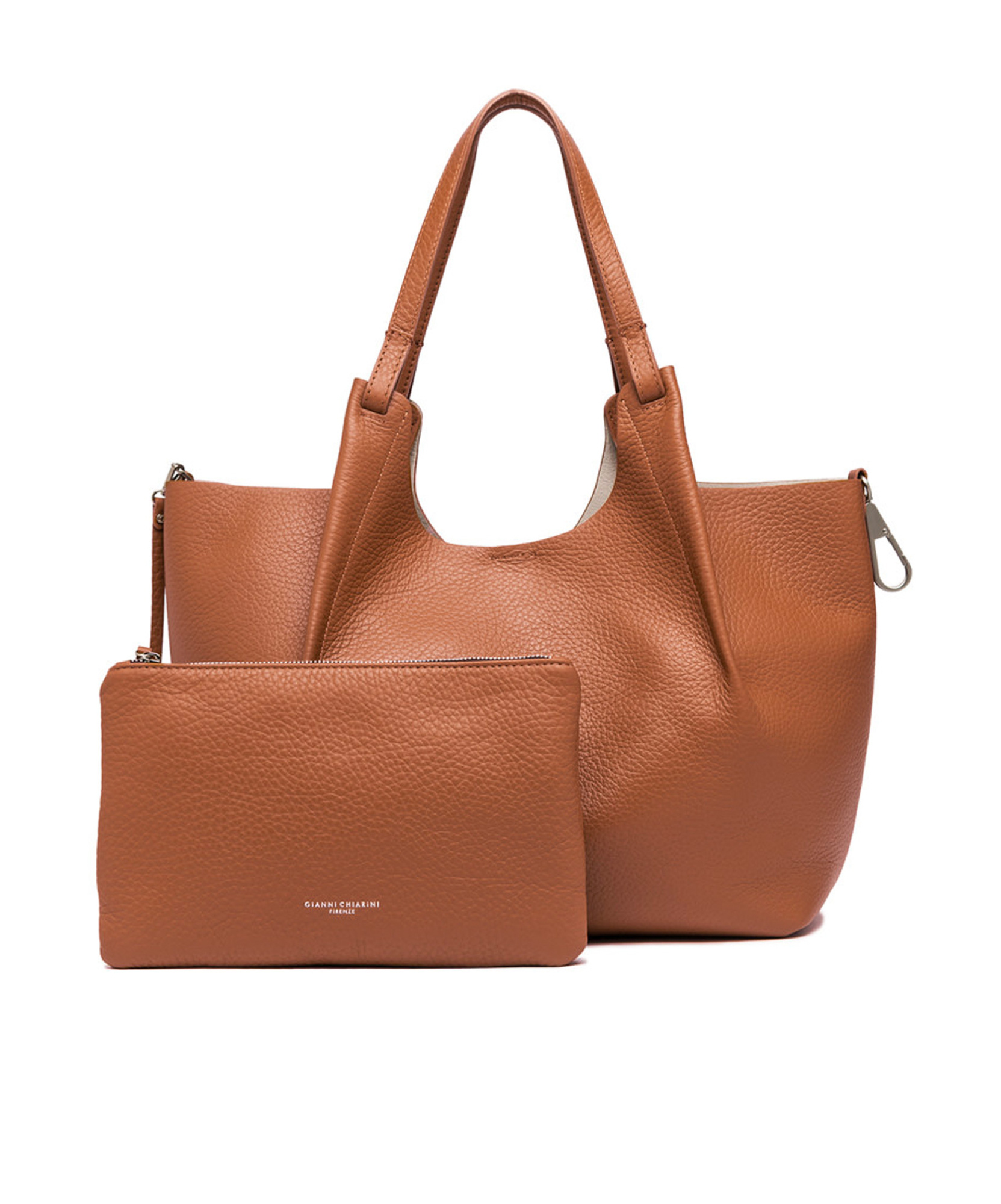 Gianni Chiarini Double Handle Shoulder Bag In Brown