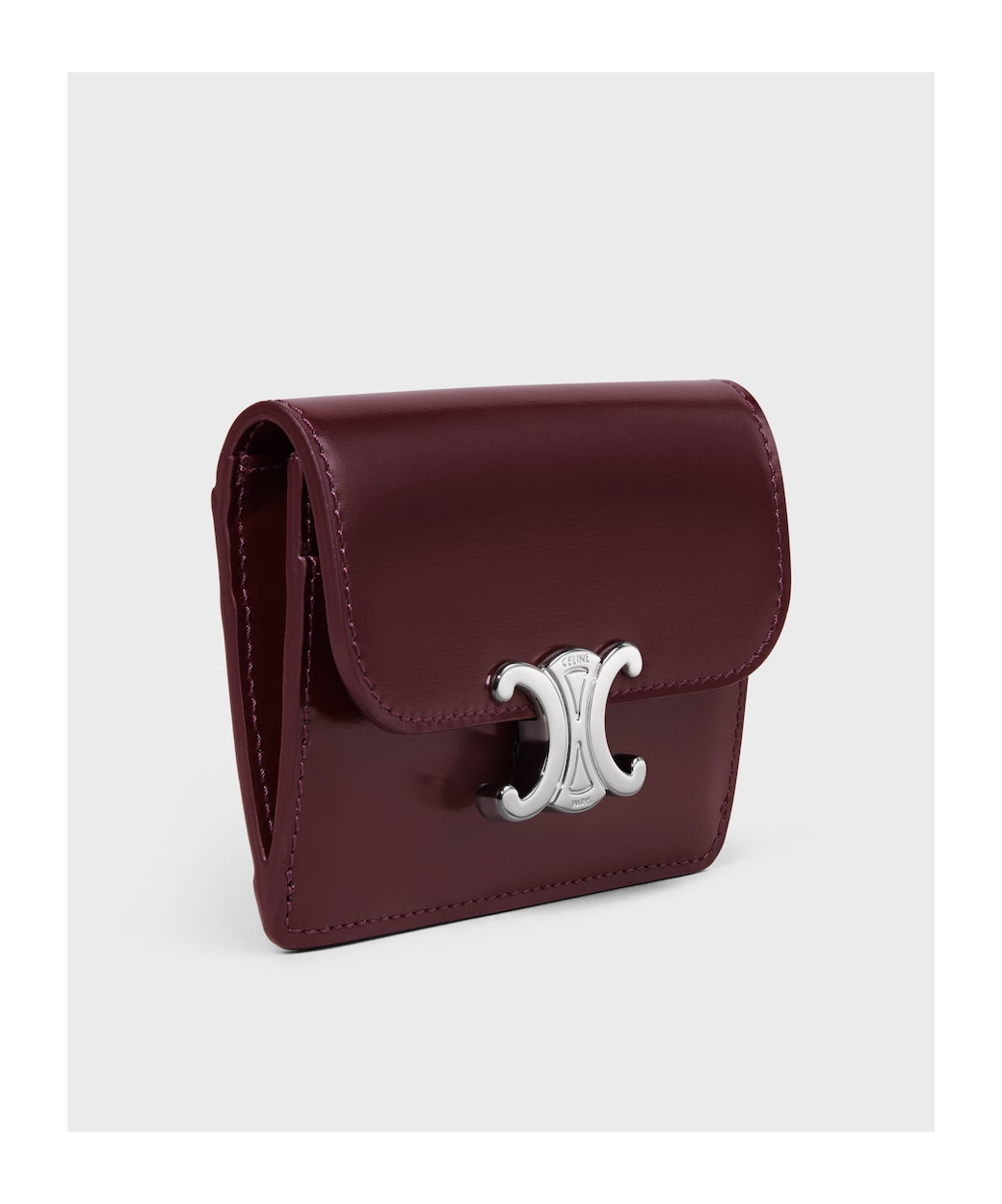 Celine Card Holder With Flap Triomphe In Shiny Calfskin