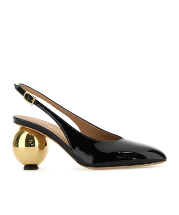 Ferragamo Tessie Black Slingback Pumps With Spherical Heel In Patent Leather Woman In Black