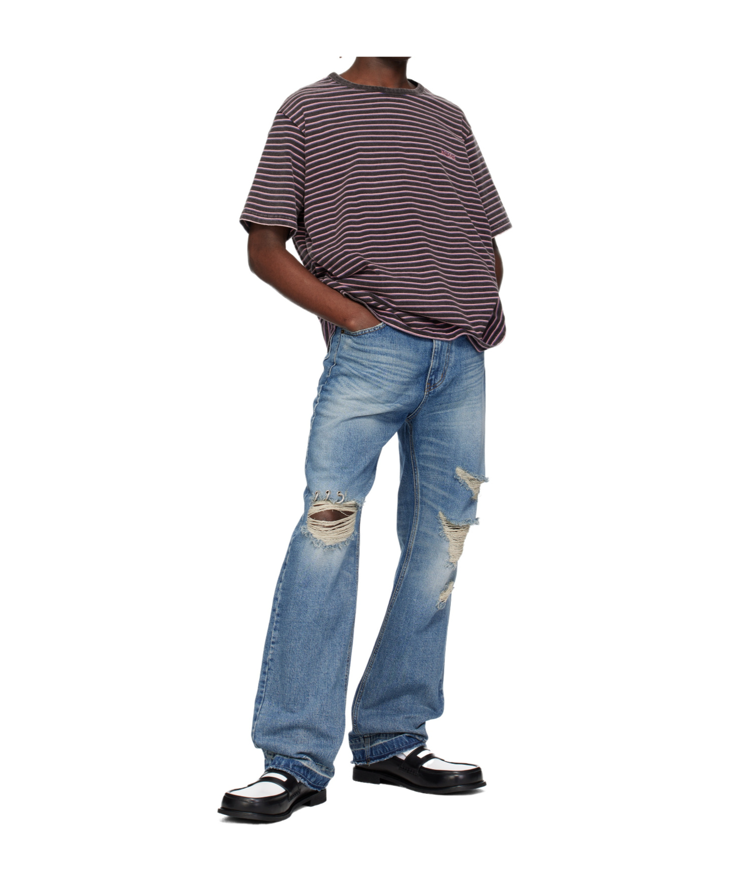 We11 Done Striped T-shirt In Purple
