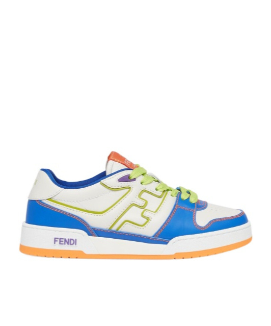 Shop Fendi Match Leather Sneakers In White