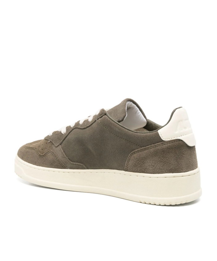 Autry Low-top Suede Sneakers With Rubber Sole And Lace-up Closure In Green