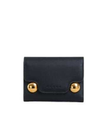 Marni Black Leather Trunkaroo Trifold Wallet In Black