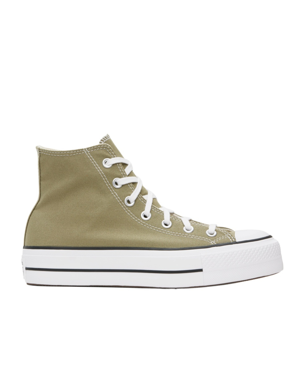 Converse Khaki Chuck Taylor All Star Lift Platform Sneakers In White