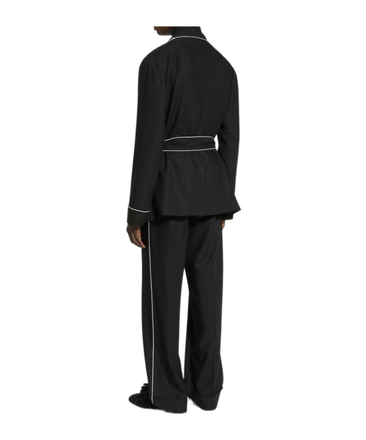 Dolce & Gabbana Elastic Waistband Cuffed Hem Trousers In Black