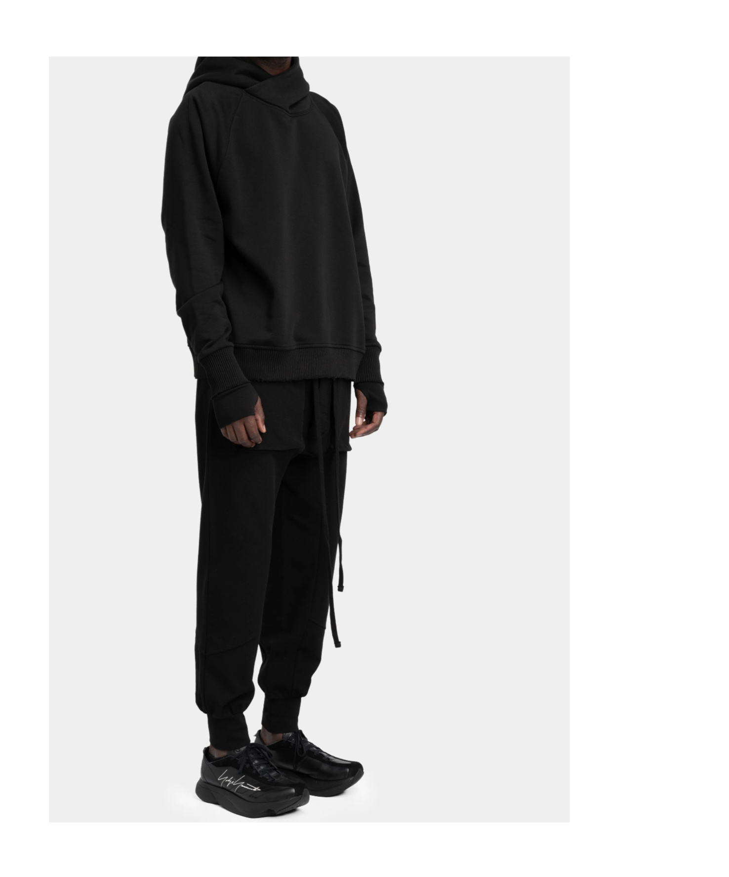 Thom Krom Cotton Jersey Wrap Hoodie In Black