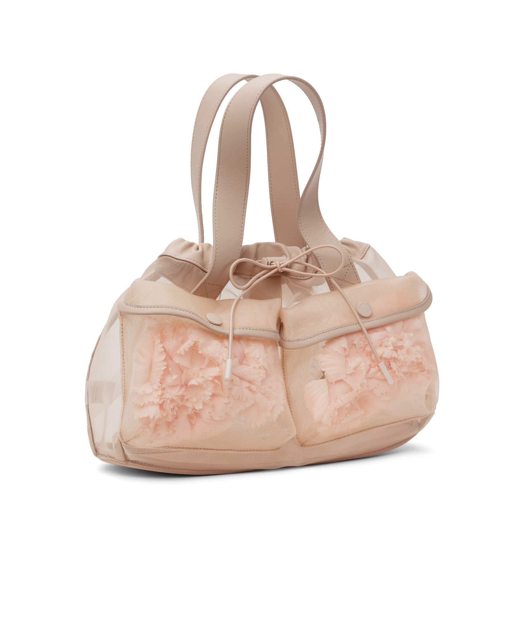 Simone Rocha Mini Sheer Stuffed Carnation Drawstring Top-handle Bag In Nude