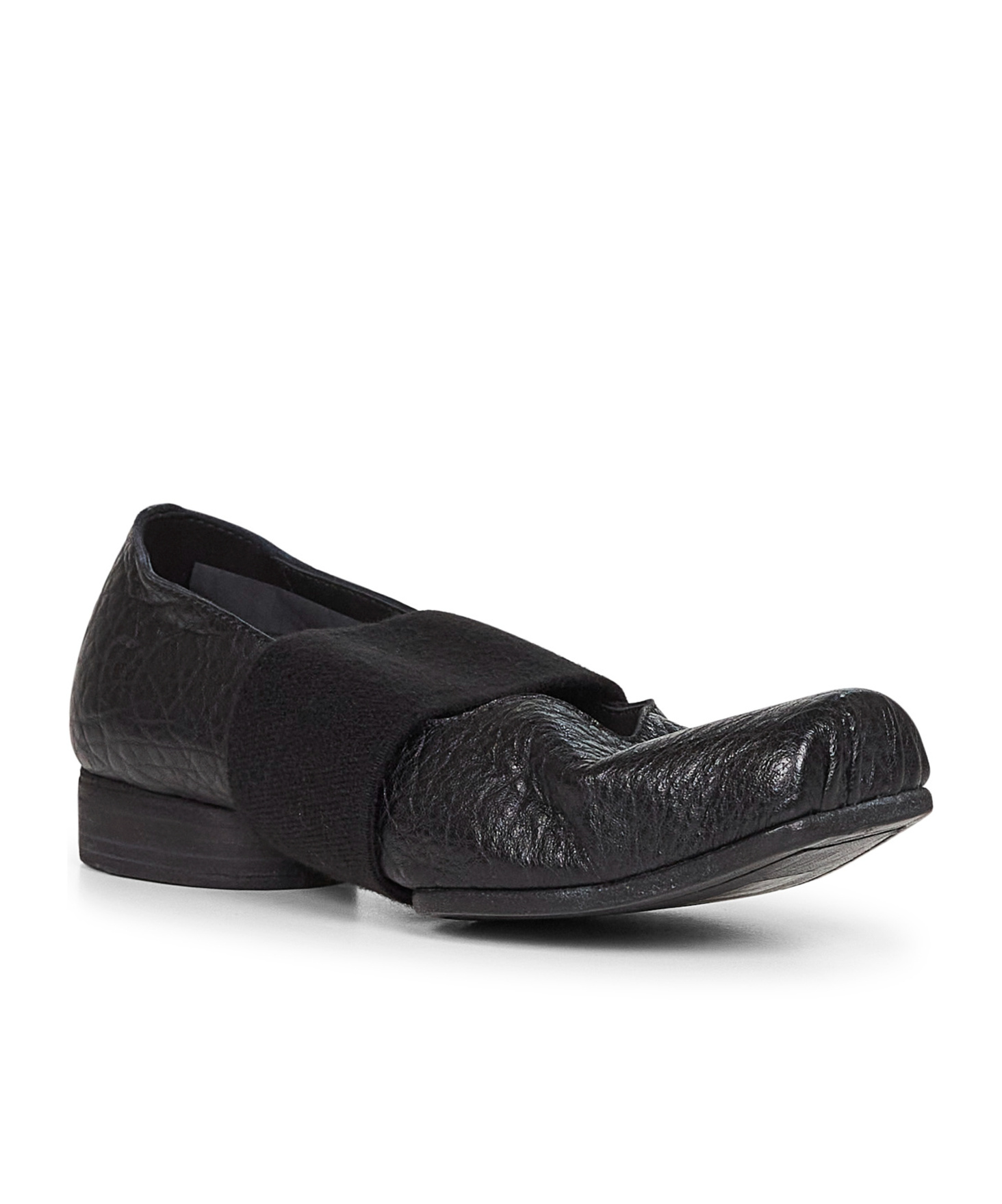 Uma Wang Elasticated-band Grainy-leather Ballet Flats In Black