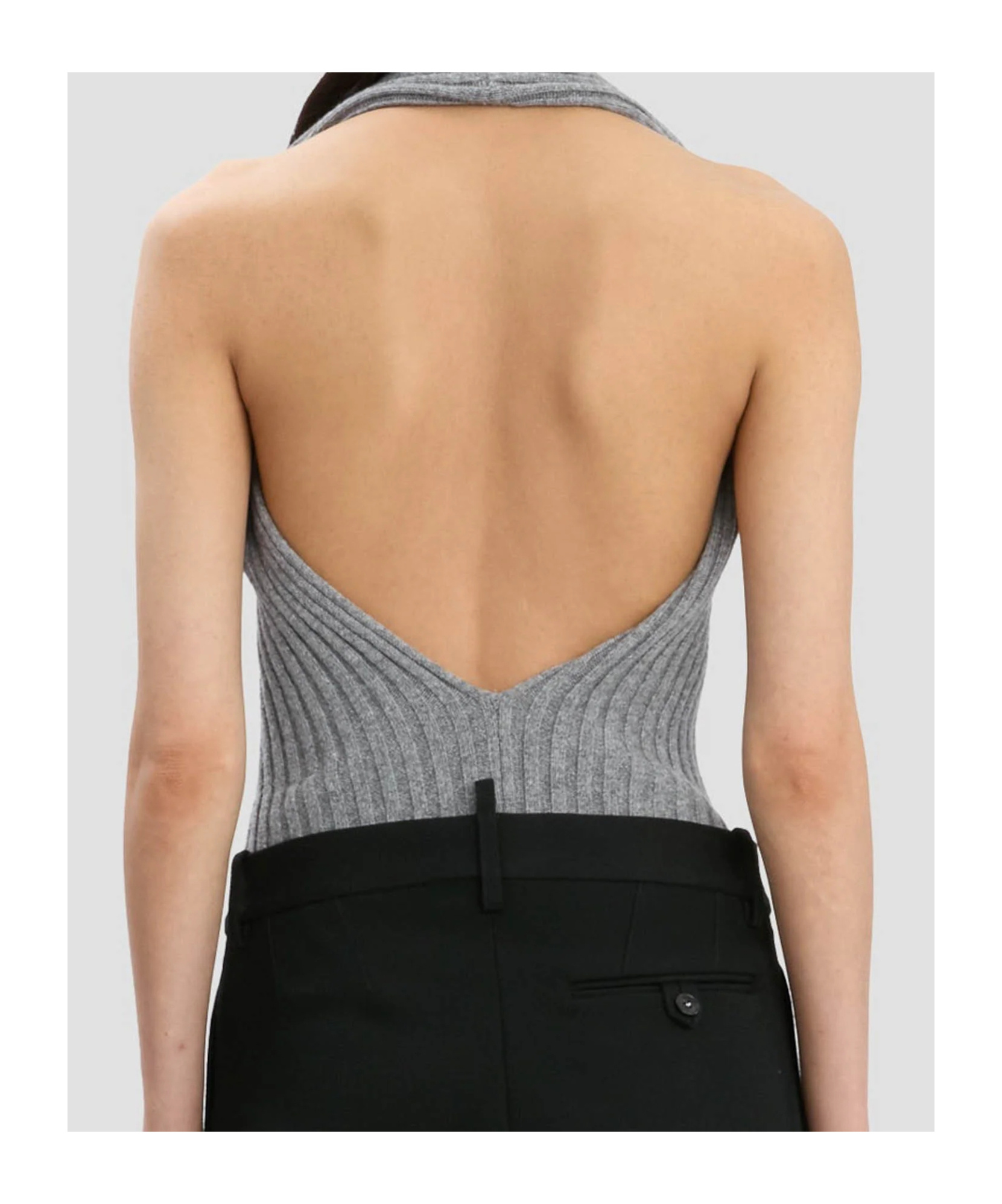 Victoria Beckham Draped Ribbed-knit Wool-blend Top In Green