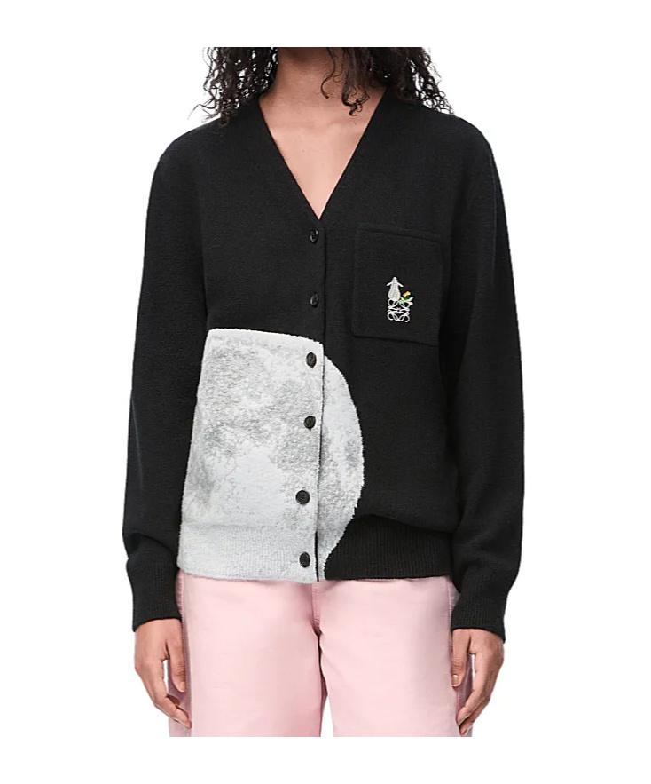 Loewe X Suna Fujita Wool-blend Moon Cardigan In Black