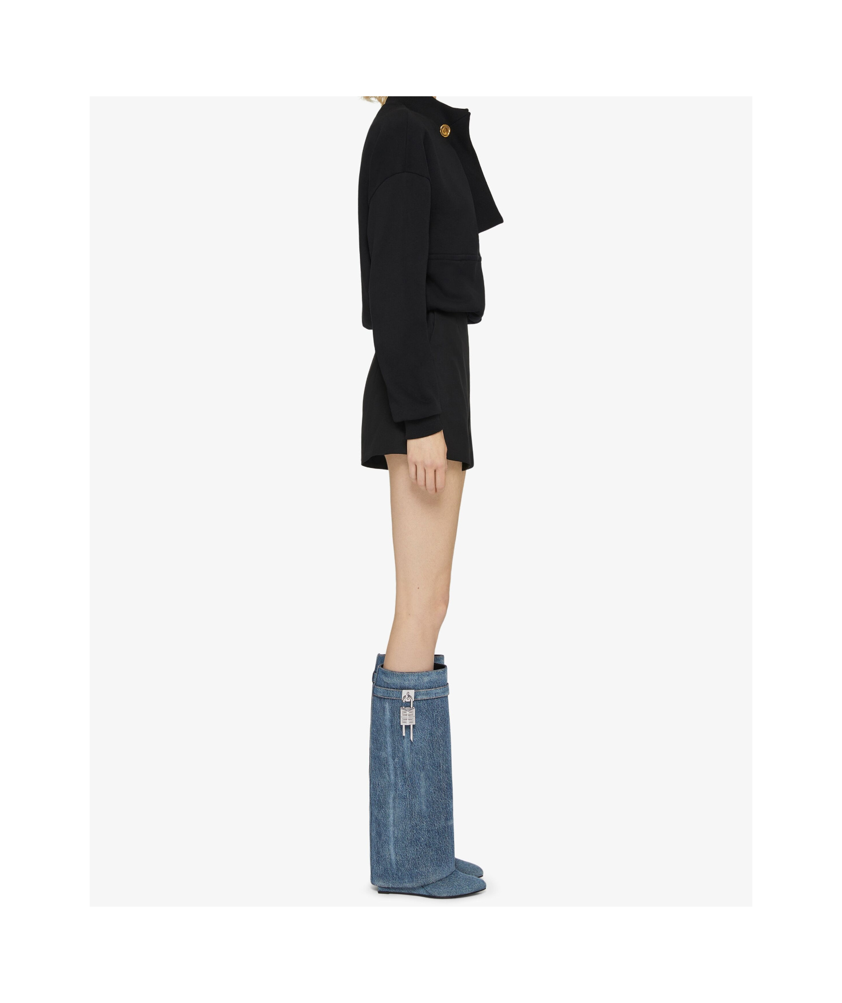 Shop Givenchy Shark Lock Boots In Washed Denim In Dark Blue
