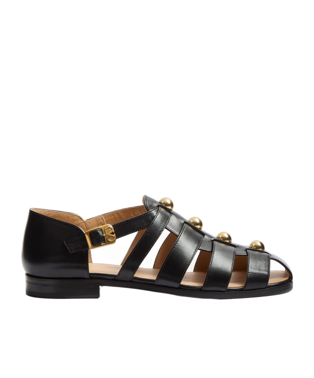 Valentino Studshield Fisherman Sandals In Calf Leather In Black