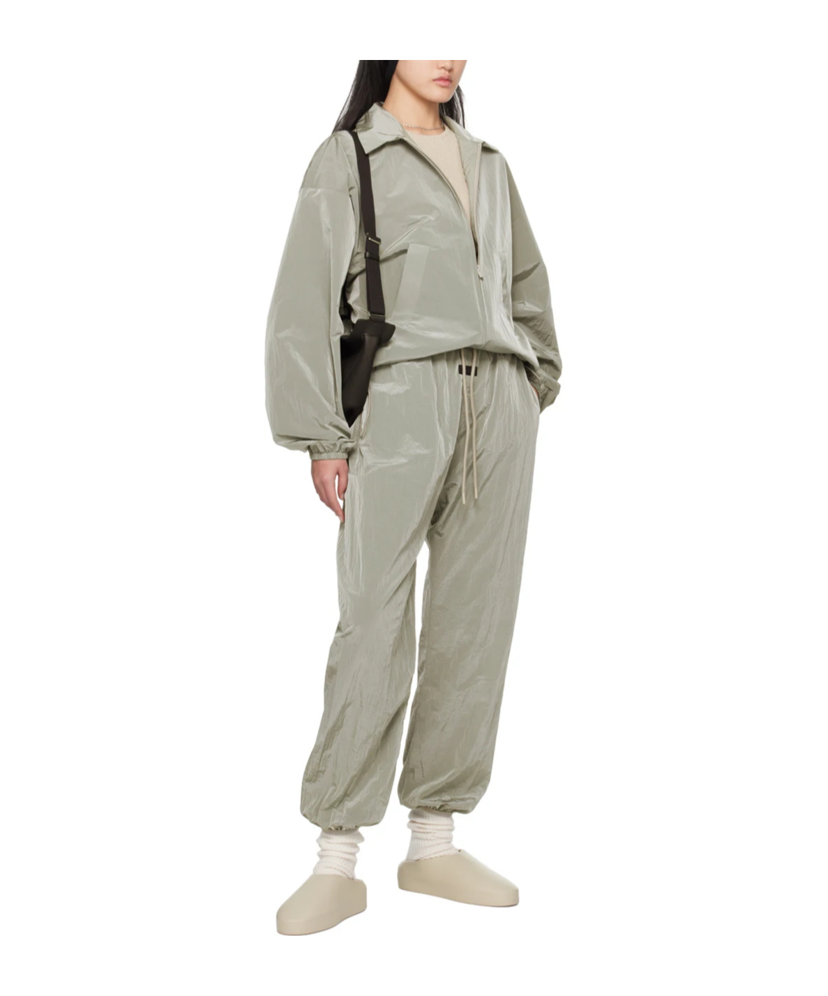 Essentials Gray Shell Bomber Jacket In Gray