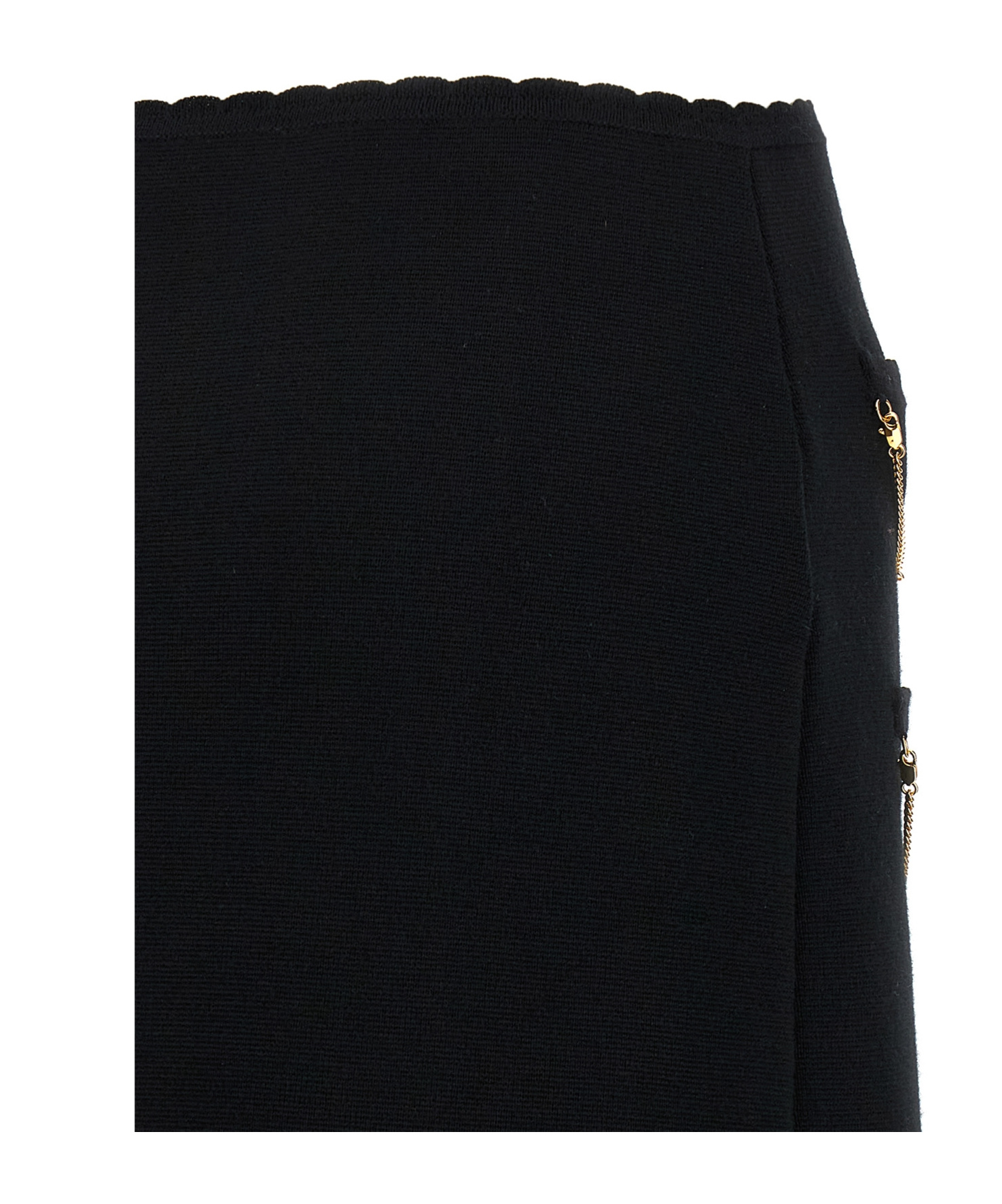 Moschino Skirt With Chain Embellishments And Scalloped Edges In Black