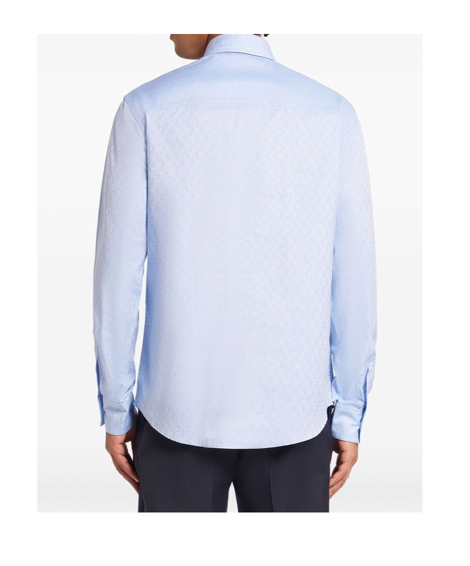 Ferragamo Monogram Jacquard Button-up Shirt In Blue