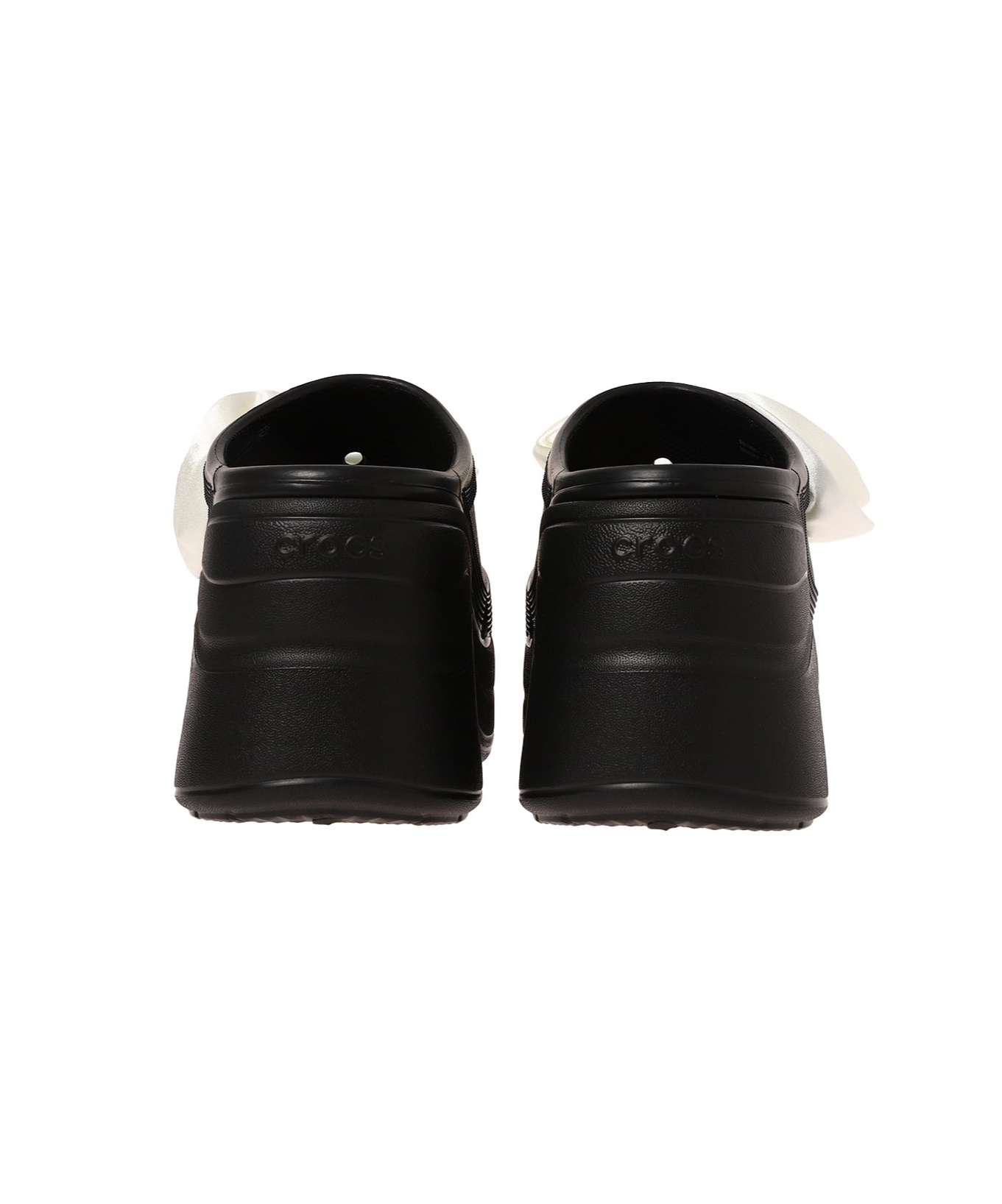 Shop Crocs Thick Sole Hole Shoes In Black
