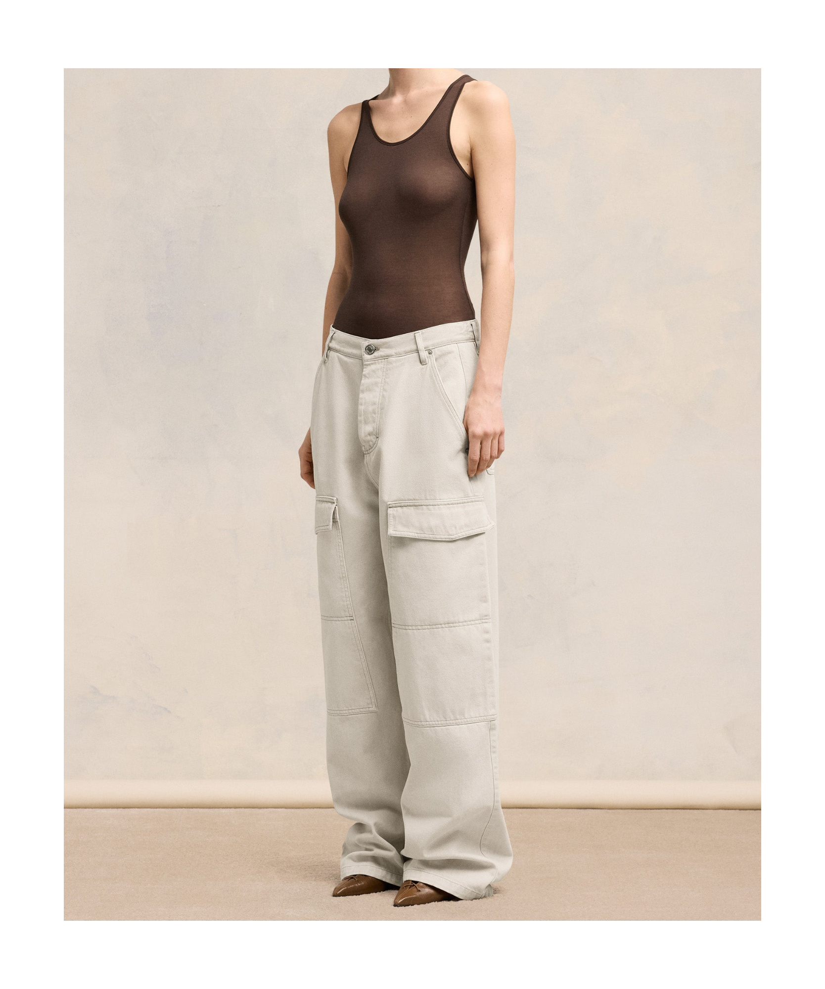Ami Alexandre Mattiussi Ami Paris Relaxed Fit Cargo Jeans In White