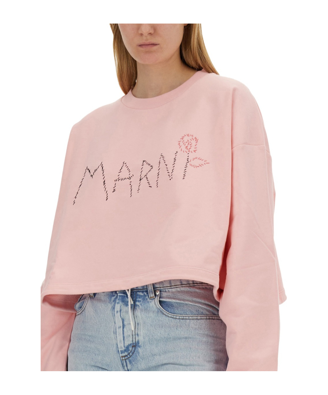 Marni Sweatshirt With Logo In Pink
