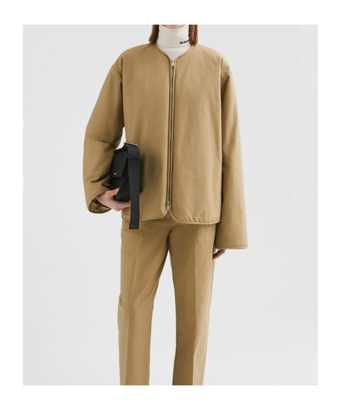 Jil Sander Logo-embroidered Jacket In Brown