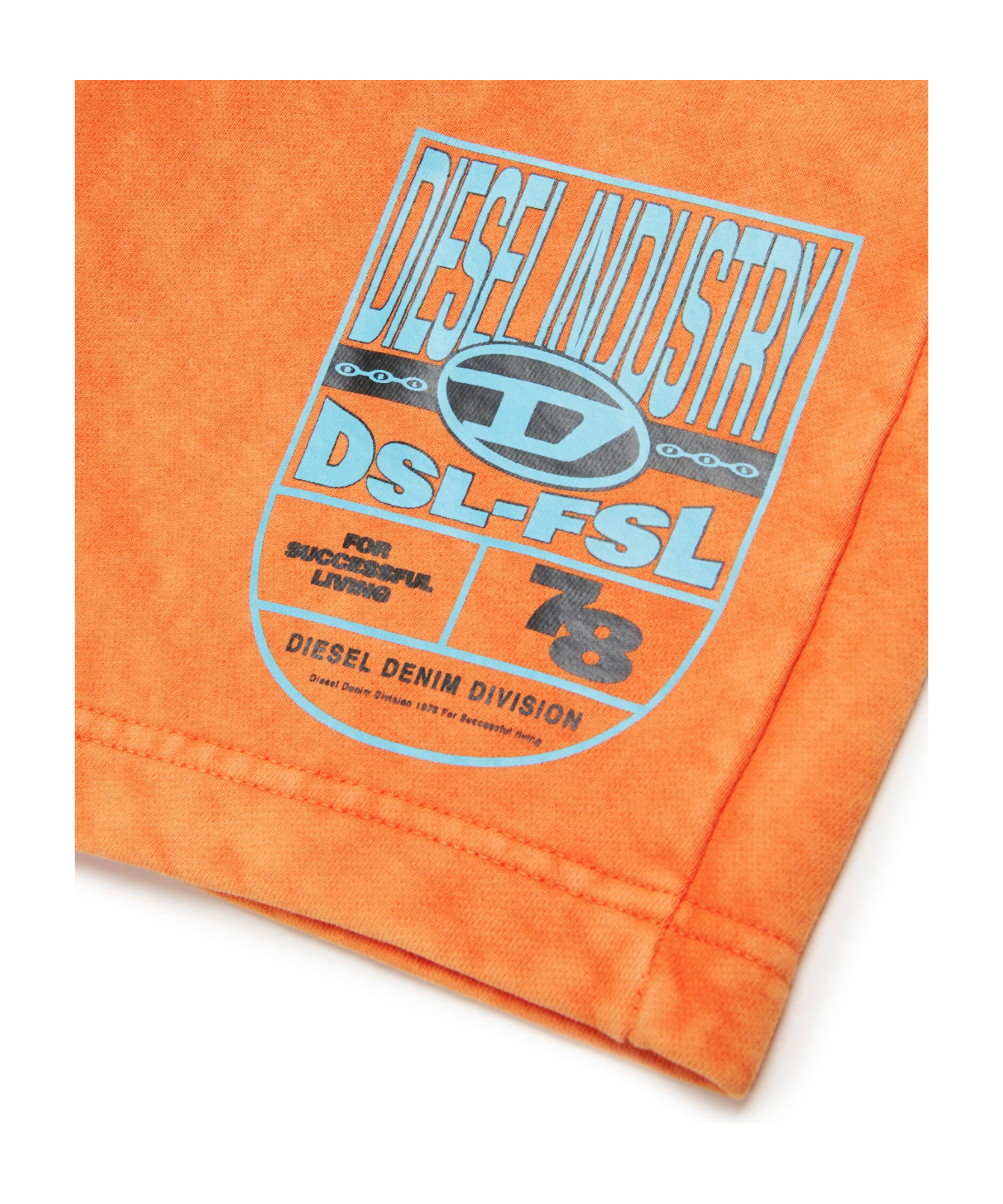 Diesel Marbled Sweat Shorts With Graphic Print In Orange