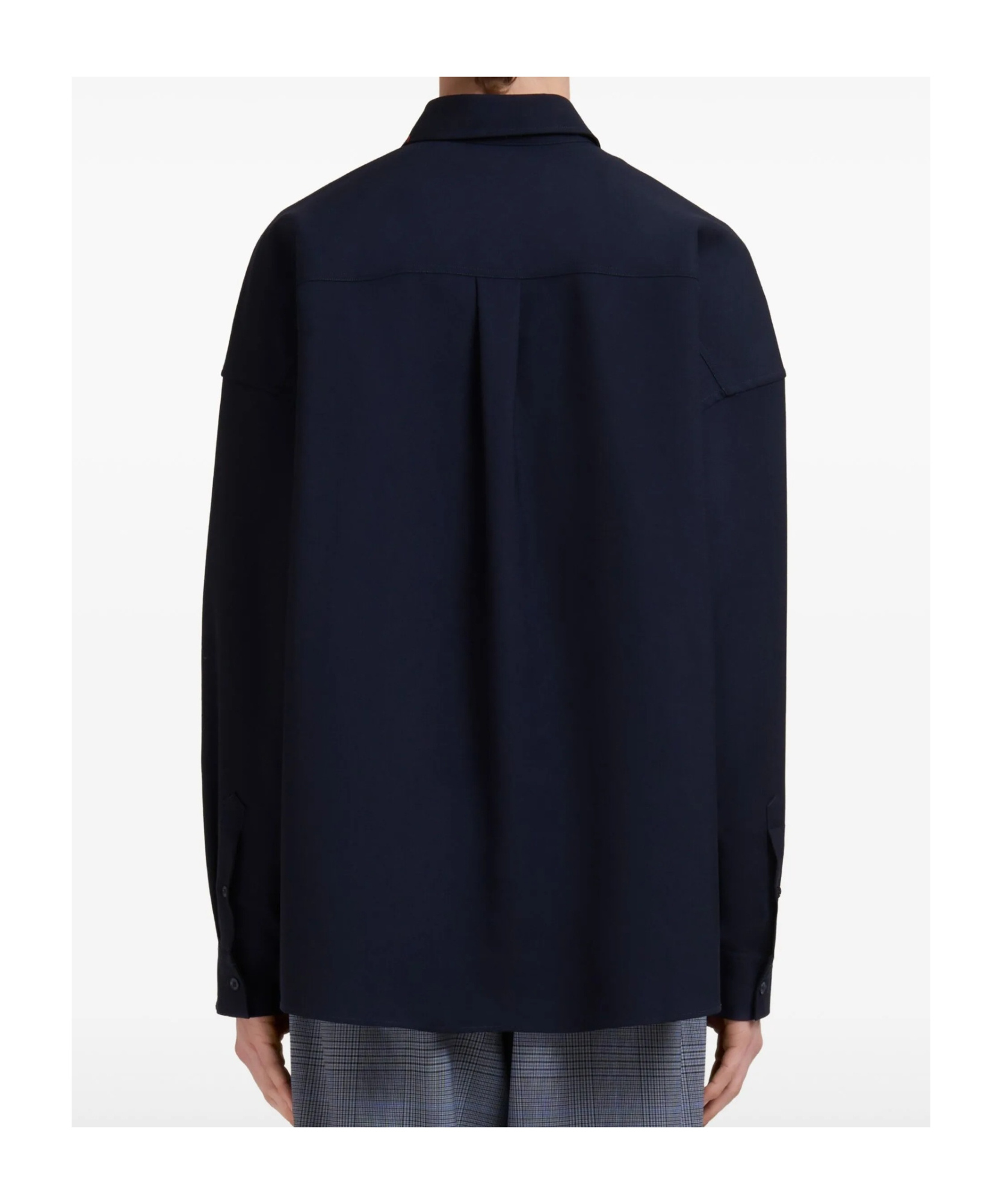 Marni Deep Green Tropical Wool Shirt With Contrast Back In Green