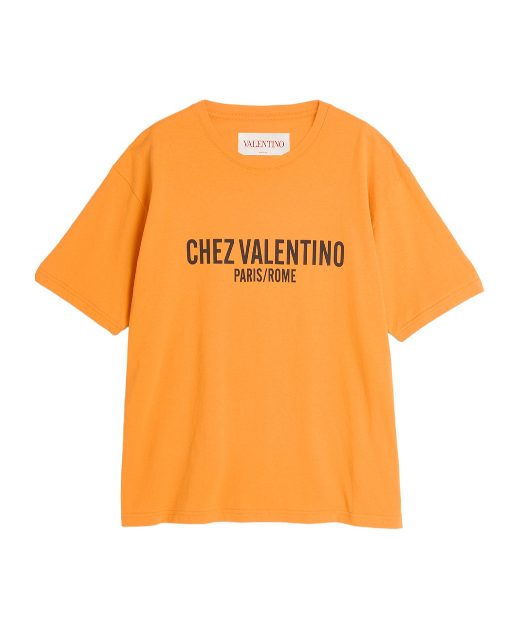 Valentino Cotton T-shirt With Chez Print In Orange
