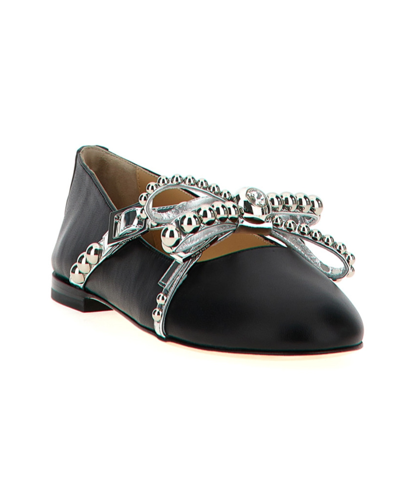 MACH&MACH STUD-EMBELLISHED BALLET FLATS